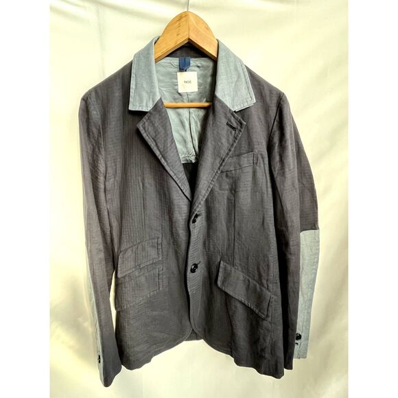 ts(s) Mens Linen Cotton Blazer Sportcoat Patchwork Colorblock Office Career sz M - Picture 1 of 12